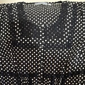 NY Collection Black and White Polka Dot Blouse